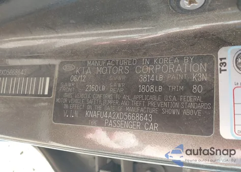 2013 Kia Forte Ex z USA, uszkodzony, nr VIN KNAFU4A2XD5668643